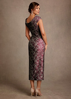 Azazie Alpine Suknie dla Matki Panny Młodej Linia A Pofałdowany Żakard kwiatowy Długość herbaty Sukienka image2