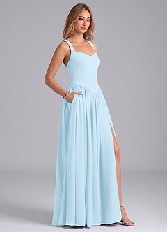 Azazie Francis Abiti da Damigella Abito A-Line in Chiffon Corsetto Azzurro image6