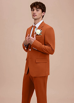 front Ethan Naranja Quemada Chaqueta de traje de tejido refinado