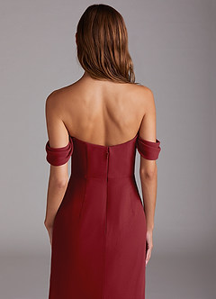 Azazie Saige Bridesmaid Dresses Pomegranate A-Line Off the Shoulder Chiffon Convertible Dress image6