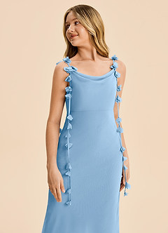 Azazie Trinity Junior Powder Blue Mermaid Pleated Chiffon Dress image4