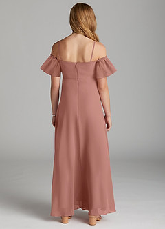 Azazie Sue Junior Auburn A-Line Off the Shoulder Chiffon Dress image4