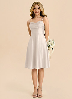 Azazie Bear Junior White Alabaster A-Line Sweetheart Neckline Stretch Satin Dress image5