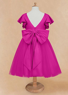 Azazie Kaeya Flower Girl Dresses Fuchsia A-Line Bow Tulle Dress image6