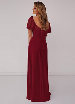 Barbie ♥ Azazie Bridesmaid Dresses Burgundy A-Line Pleated Chiffon Dress image3