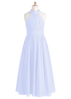 Azazie Iman A-Line Pleated Chiffon Floor-Length Junior Bridesmaid Dress image6