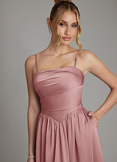 Azazie Zena Bridesmaid Dresses Dusty Rose A-Line Strapless Stretch Satin Dress image2