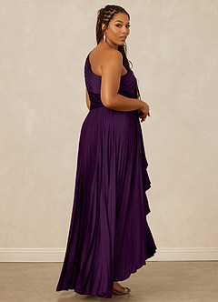 Christian Siriano Bridal for Azazie 1008 Bridesmaid Dresses Grape A-Line One Shoulder Stretch Satin Dress image13