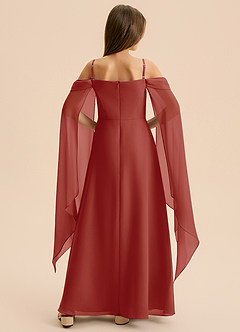 Azazie Moana Junior Vestido de Terracota de Gasa de Corte en A con Plisado image2