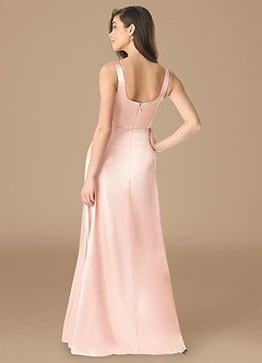 Azazie Joyce Robes de demoiselle d'honneur Robe Trapèze en Satiné métallisé Fente Latérale Or Rose image2
