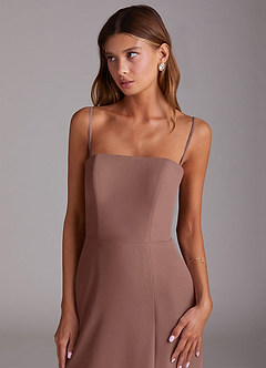 Azazie Wren Vestidos de madrinha de casamento Vestido Café Expresso de Chiffon de Linha A com Sem alças image2