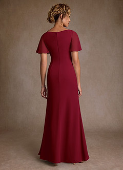 Azazie Suffolk Mother of the Bride Dresses Burgundy A-Line Pleated Chiffon Dress image3