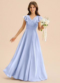 Azazie Anysa Junior Robe Trapèze en Mousseline de soie Rayé Eis image1