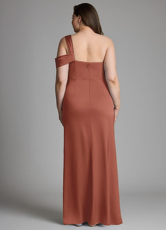 Azazie Wynter Bridesmaid Dresses Auburn Sheath One Shoulder Stretch Satin Dress image8