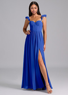 Azazie Denisse Suknie dla druhen Linia A Marszczony Szyfon Do ziemi Sukienka image5