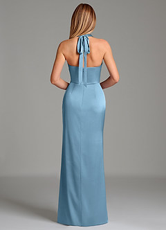 Azazie Serenity Brautjungfernkleider Meerjungfrau-Linie Herzausschnitt Stretch-Satin Kleid Stahlblau image6