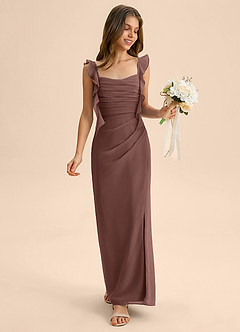 Azazie Jessamine Junior Espresso Mermaid Sweetheart Neckline Chiffon Dress image3