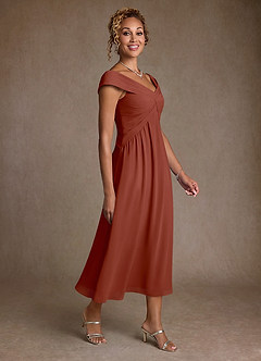 Azazie Mirta Suknie dla Matki Panny Młodej Linia A Pofałdowany Kwiatowe wypalenie Długość herbaty Sukienka image3