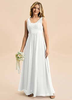 Azazie Odette Junior White A-Line Sweetheart Neckline Chiffon Dress image3