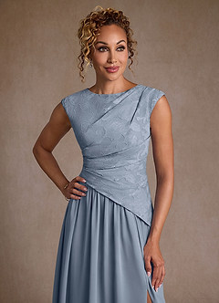 Azazie Kalleen Mother of the Bride Dresses Dusty Blue A-Line Pleated Chiffon Dress image6