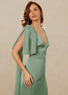 Christian Siriano Bridal for Azazie 1011 Brautjungfernkleider Meerjungfrau-Linie Schleifen Stretch-Satin Kleid Matcha image8