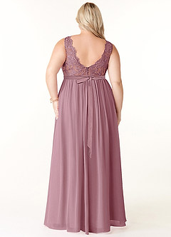 Azazie Elly Bridesmaid Dresses Vintage Mauve A-Line Lace Scoop Neck Chiffon Dress image8
