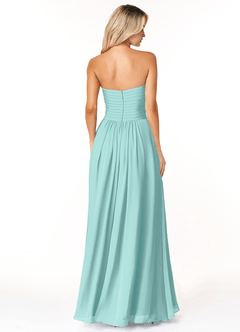 Azazie Yazmin Bridesmaid Dresses Aqua A-Line Sweetheart Neckline Chiffon Convertible Dress image2