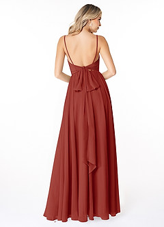Azazie Gracie Bridesmaid Dresses Terracotta A-Line Pleated Chiffon Dress image2
