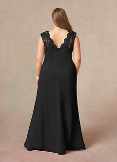 Azazie Gladys Kleider für die Brautmutter A-Linie Königin Anne Spitze Chiffon Kleid Schwarz image2