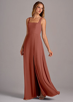 Azazie Debra Bridesmaid Dresses Auburn A-Line with Pockets Chiffon Convertible Dress image2