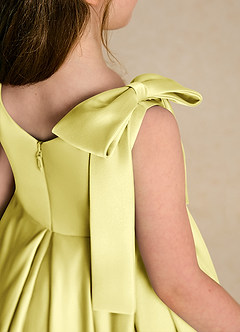 Azazie Guppie Blumenmädchenkleider Ballkleid Plissee Matte Satin Kleid Zitronensorbet image6