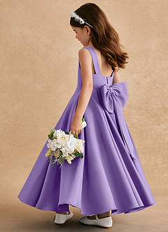 Azazie Honey Bear Flower Girl Dresses Tahiti A-Line Pleated Matte Satin Dress image4