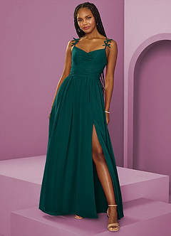 Barbie ♥ Azazie Bridesmaid Dresses Peacock A-Line Pleated Chiffon Dress image12