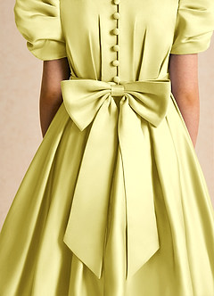 Azazie Miriam Blumenmädchenkleider Ballkleid Plissee Matte Satin Kleid Zitronensorbet image9