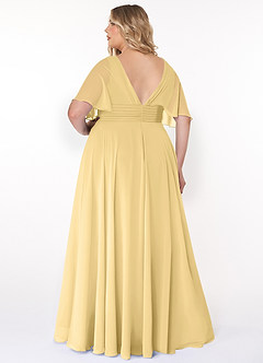 Azazie Pamela Bridesmaid Dresses Butter A-Line V-Neck Pleated Chiffon Dress image7