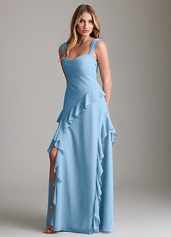 Azazie Sloane Bridesmaid Dresses Steel Blue A-Line Sweetheart Neckline Chiffon Dress image1