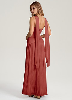 Azazie Tierney Bridesmaid Dresses Terracotta A-Line Strapless Chiffon Convertible Dress image4