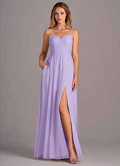 Azazie Joni Bridesmaid Dresses Lilac A-Line Strapless Chiffon Convertible Dress image4