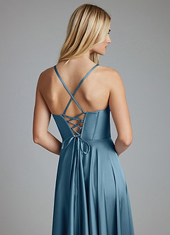 Azazie Alaia Venta Final Vestido de Bermudas de Satén Elástico de Corte en A con Corsé image2