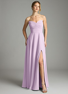 Azazie Ayla Abiti da Damigella Abito A-Line in Chiffon Scollo a Cuore Lilla Glassato image5
