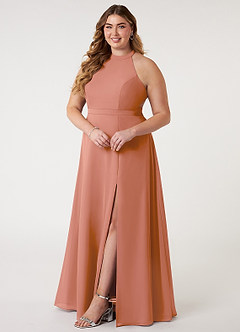 Azazie Clarice Bridesmaid Dresses MAI TAI A-Line Halter Chiffon Dress image11