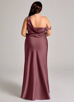 Azazie Madelyn Robes de demoiselle d'honneur Robe Sirène Convertible en Satin extensible Asymétrique Rose Du Désert image15