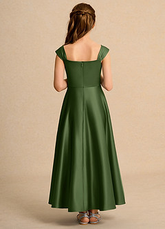 Azazie Bundle Girls Formal vestidos de niña de las flores Vestido de Oliva de Satin Mate de Corte en A con Plisado image2