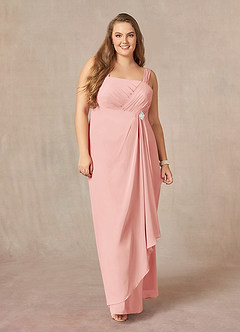 Azazie Weisz Kleider für die Brautmutter A-Linie Quadratischer Ausschnitt Gefaltet Chiffon Kleid Rosettenrosa image10