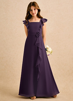 Azazie Soso Girls Formal Flower Girl Dresses Plum A-Line Pleated Chiffon Dress image5