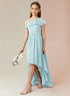 Azazie Mango Junior Sea Glass A-Line Ruched Chiffon Dress image3