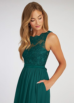 Elly Peacock A-Line Lace Scoop Neck Chiffon Dress image10