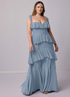 Barbie ♥ Azazie Bridesmaid Dresses Dusty Blue A-Line Sweetheart Neckline Chiffon Dress image9
