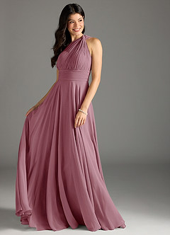 Azazie Charlize Bridesmaid Dresses Vintage Mauve A-Line One Shoulder Chiffon Dress image3