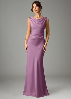Azazie Kieryn Robes de demoiselle d'honneur Robe Sirène en Satin extensible Plissée Glycine image1